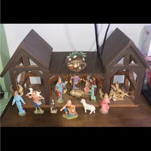 Vintage Fontanini Nativity Set Depose Italy - HUGE Stable